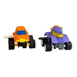 Vintage 90s Action Figure Toy Wind-Up Car: Mighty Mini 4 x 4 and Dino Crawler